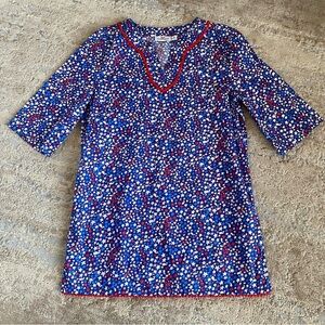 Vineyard Vines Stars and Whales V-Neck Top Tunic Patriotic 4th July Blue Red